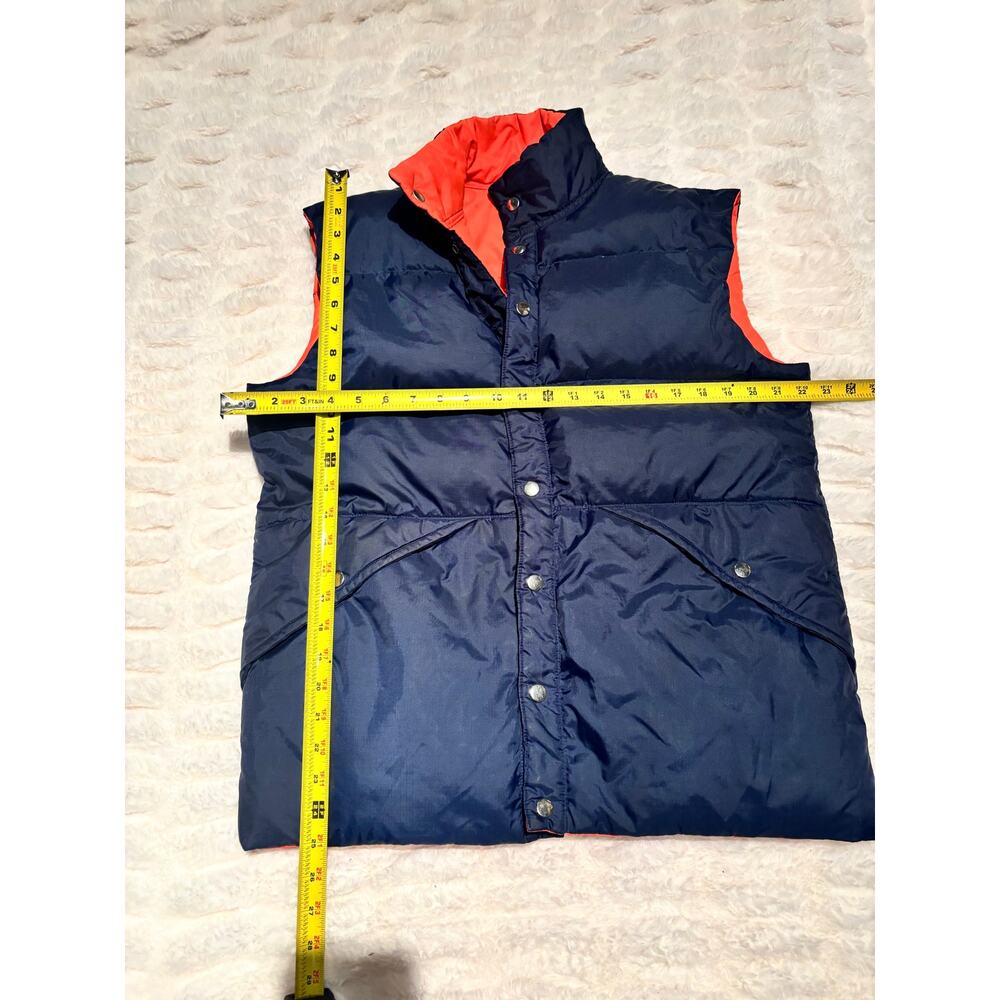 Vintage Reversible Down Puffer Vest Men's Large Navy Orange Colorblock 80s - Picture 5 of 6